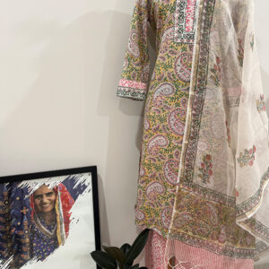 Cotton Ladies Suits Light Yellow And Pink