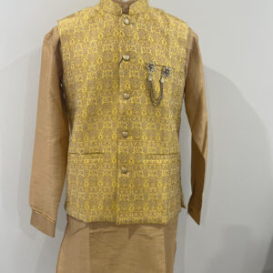 KURTA PYJAMA WITH WAISTCOAT YELLOW