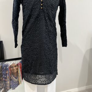 CHIKAN KARI KURTA BLACK