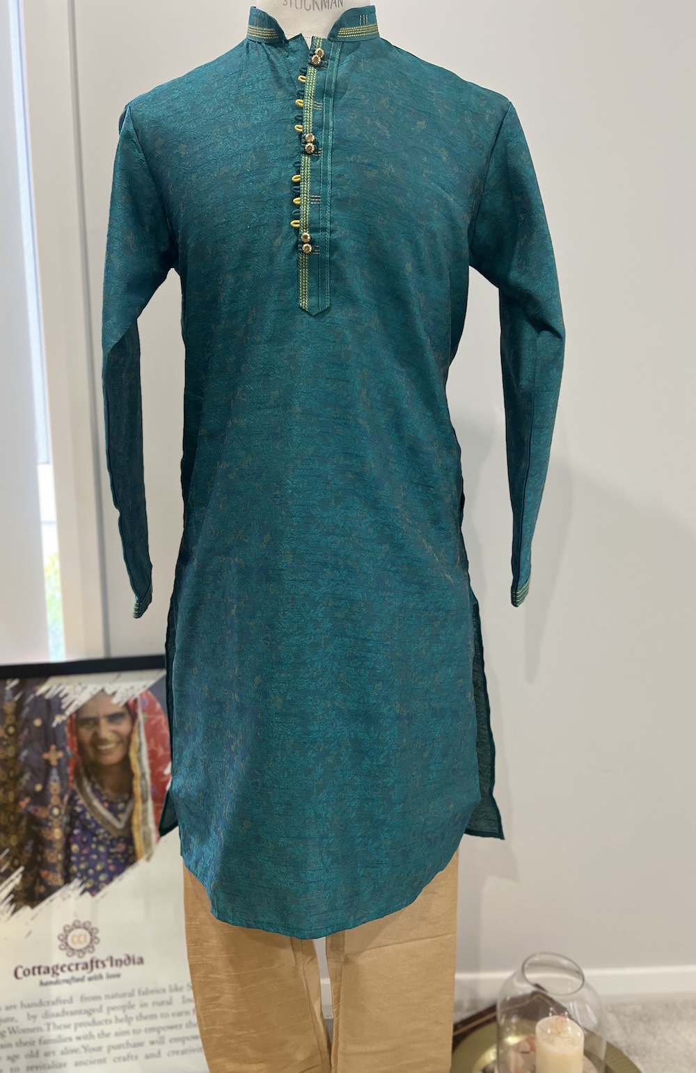 SILK KURTA TEAL BLUE
