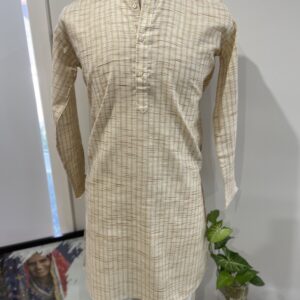 COTTON KURTA CREAM CHECK