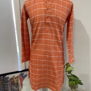 COTTON KURTA ORANGE WITH CHECK