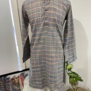 COTTON KURTA GREY WITH CHECK