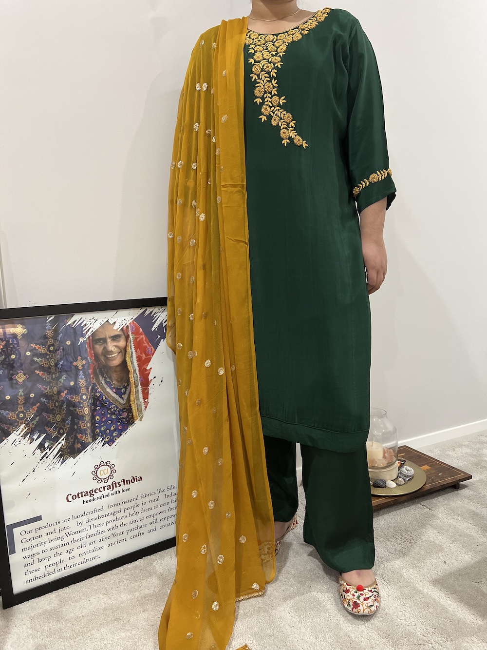 MUSLIN SILK DARK GREEN