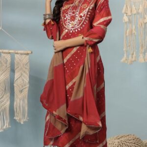 MUSLIN SILK SUITS CRIMSON
