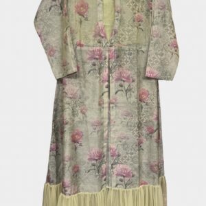 PRINTED SILK DRESS OLIVE GREEN