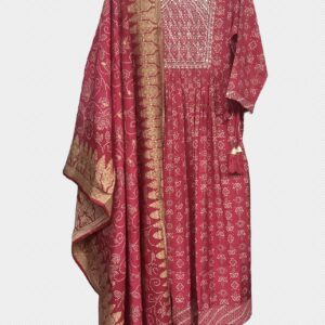 DIGITAL PRINTED SILK ROSE RED