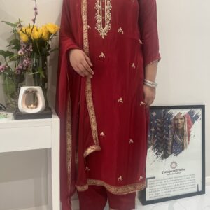 SILK LADIES SUITS RED