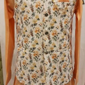 KURTA PYJAMA WITH WAISTCOAT ORANGE