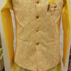 KURTA PYJAMA WITH WAISTCOAT YELLOW