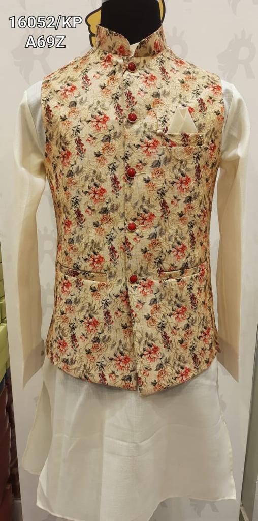 KURTA PYJAMA WITH WAISTCOAT GOLDEN