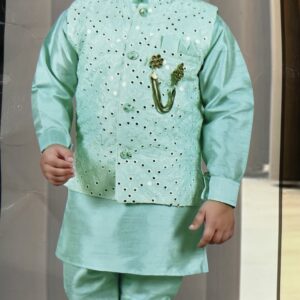 KIDS KURTA PYJAMA WITH WAISTCOAT SEA GREEN