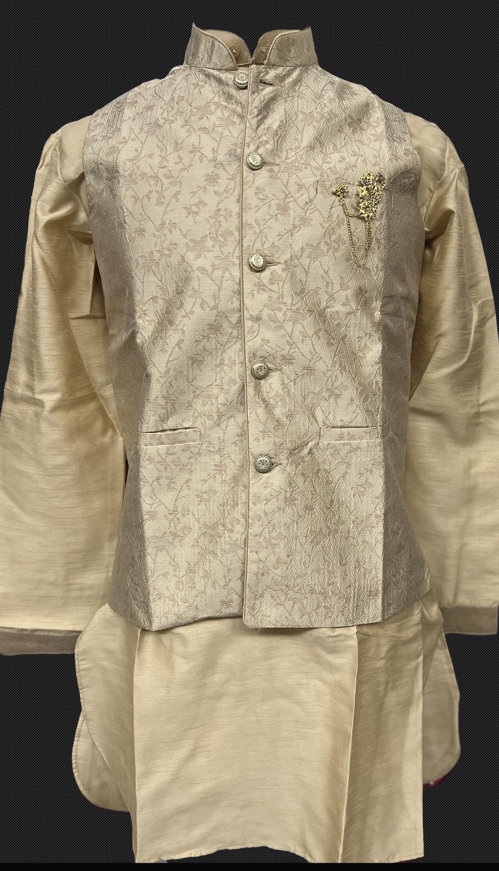 KURTA PYJAMA WITH WAISTCOAT GOLDEN COLOUR