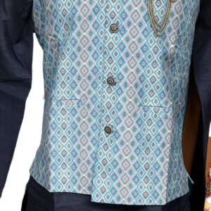 KURTA PYJAMA WITH WAISTCOAT BLUE COLOUR