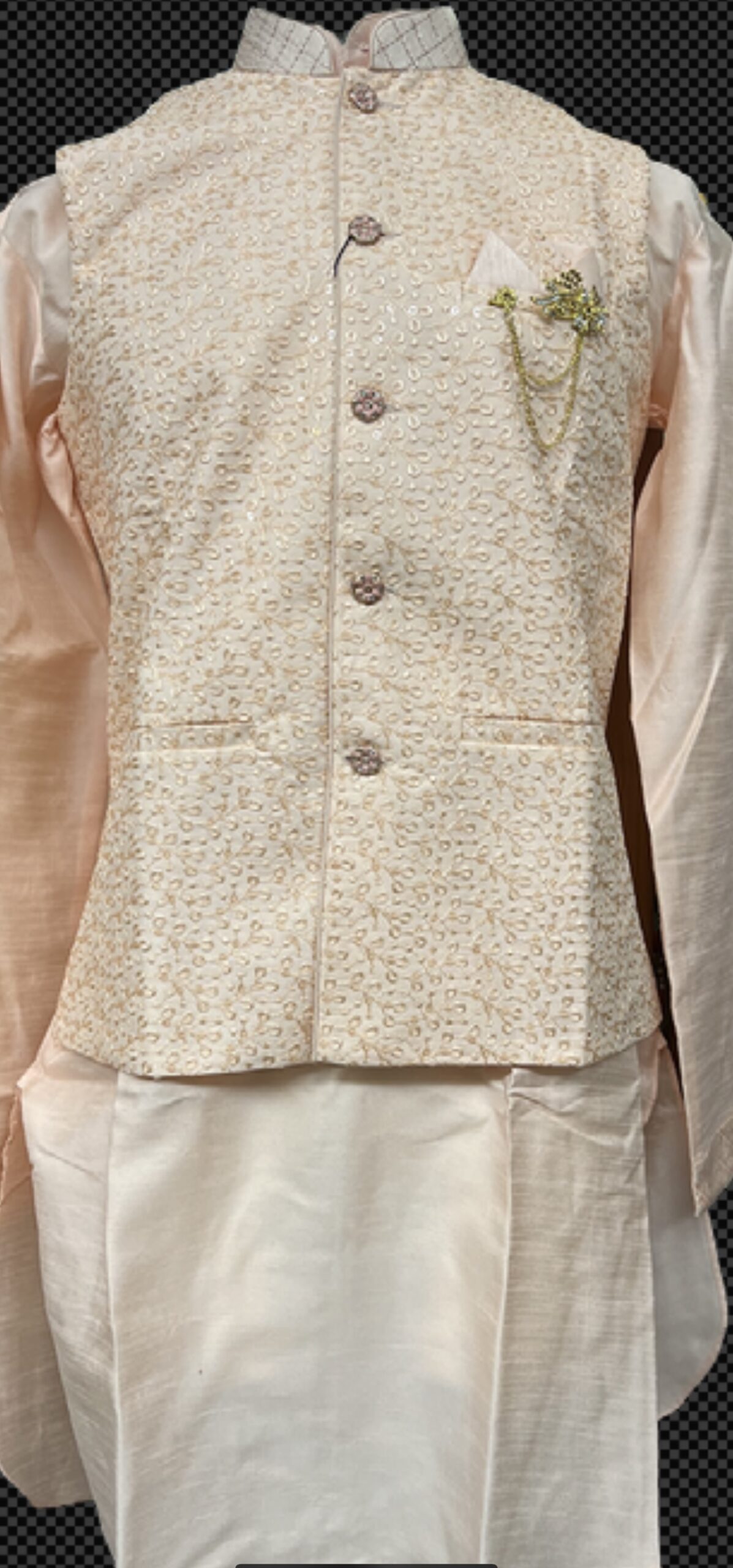 KURTA PYJAMA WITH WAISTCOAT PINK COLOUR - Image 2