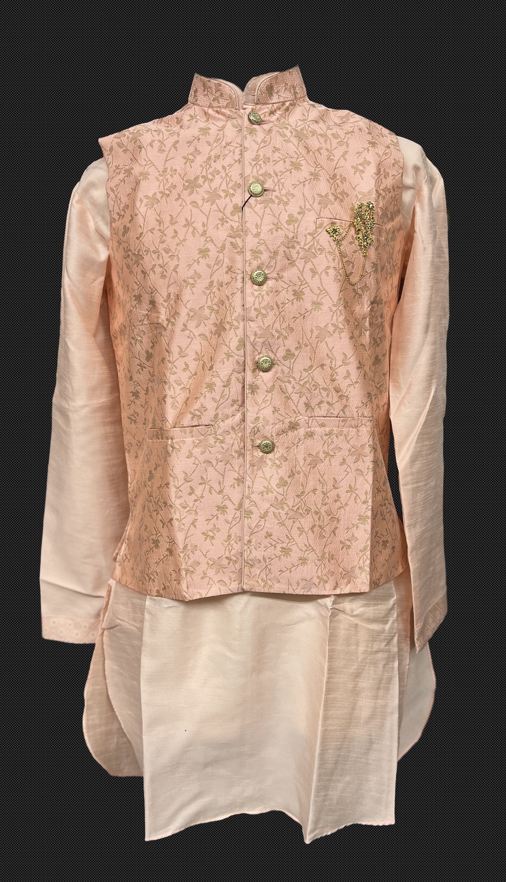 KURTA PYJAMA WITH WAISTCOAT PINK COLOUR