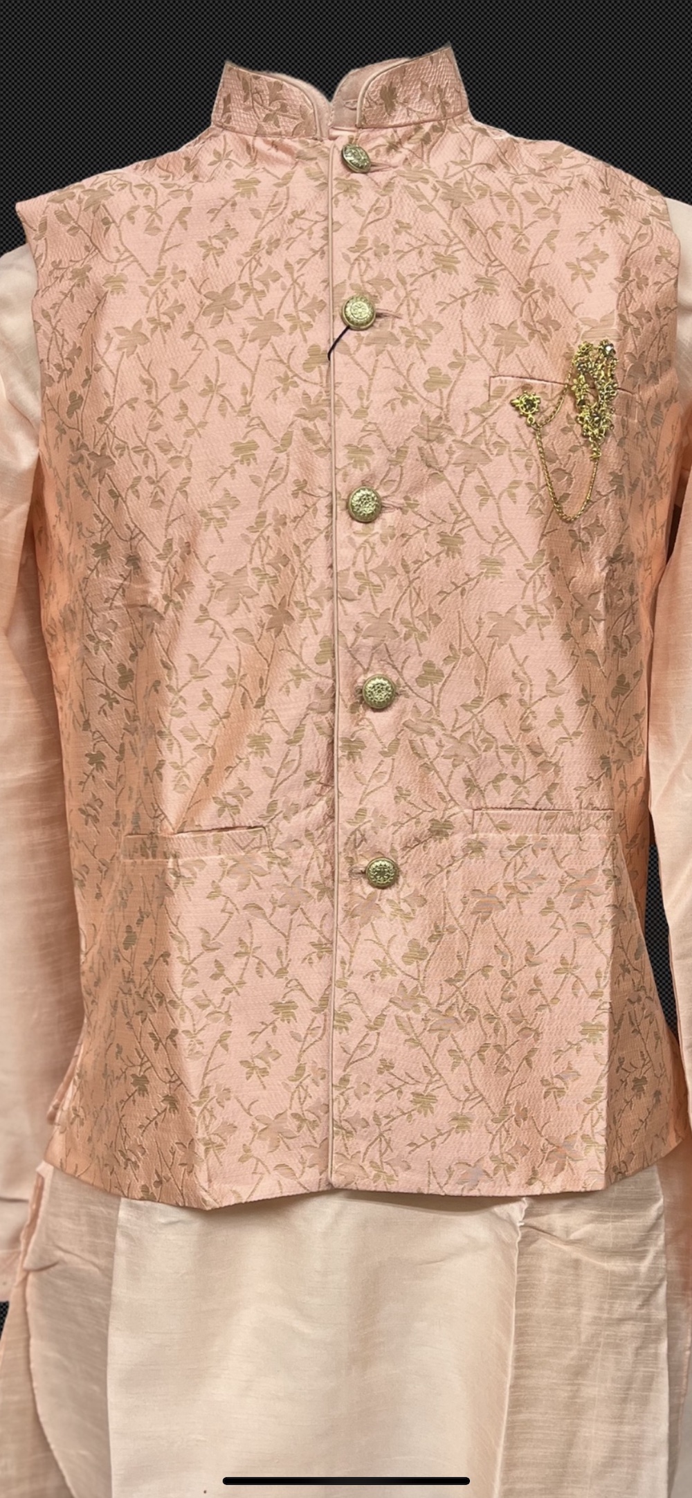 KURTA PYJAMA WITH WAISTCOAT PINK COLOUR - Image 2