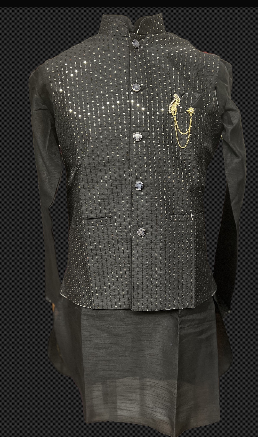 KURTA PYJAMA WITH WAISTCOAT BLACK