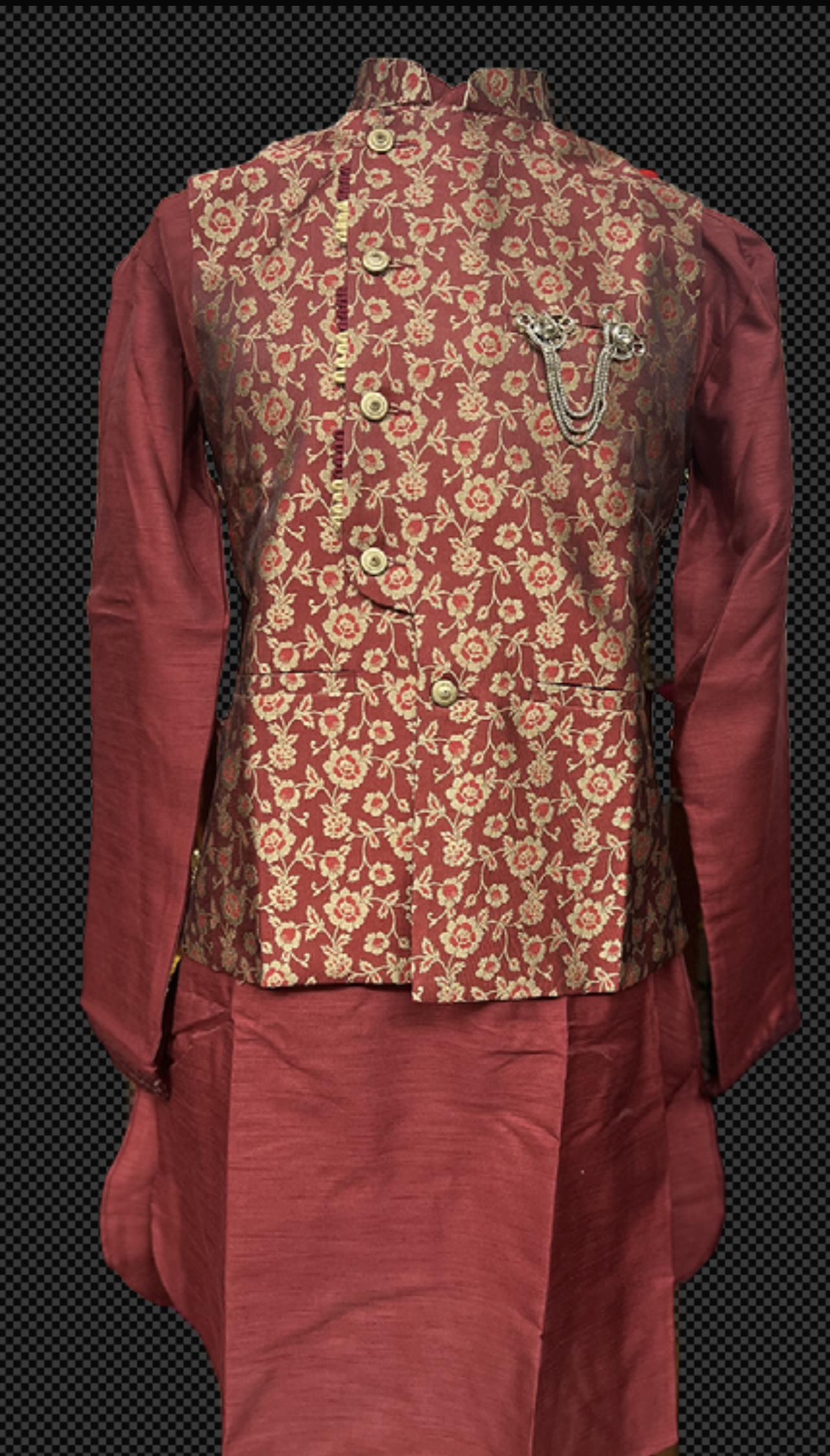 KURTA PYJAMA WITH WAISTCOAT MAROON