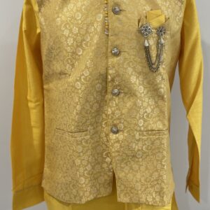KURTA PYJAMA WITH WAISTCOAT YELLOW