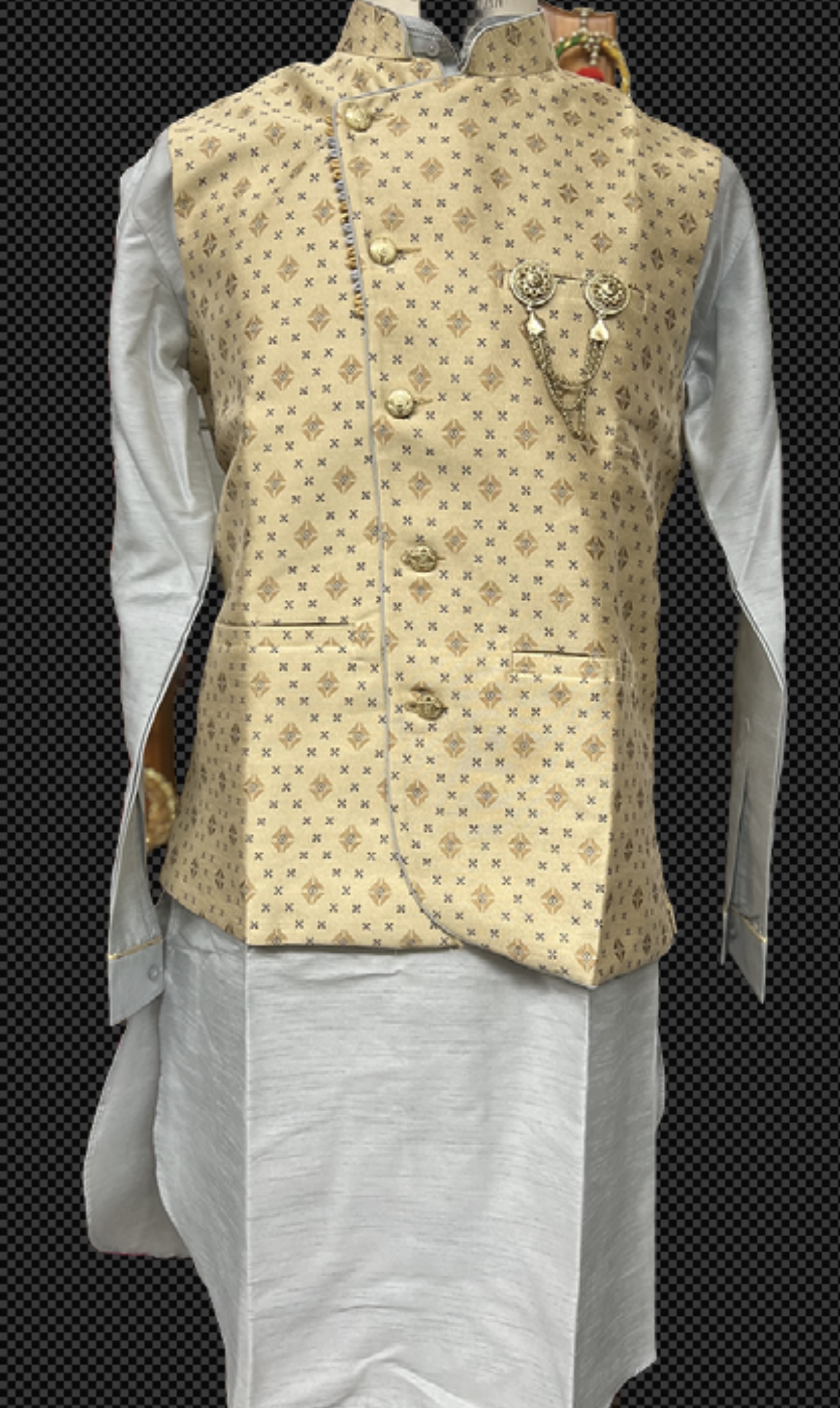 KURTA PYJAMA WITH WAISTCOAT GOLDEN