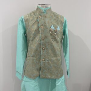 KURTA PYJAMA WITH WAISTCOAT SEA GREEN