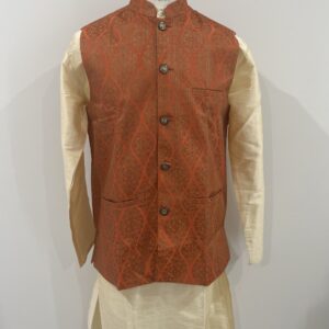 KURTA PYJAMA WITH WAISTCOAT RUST
