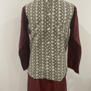KURTA PYJAMA WITH WAISTCOAT OLIVE GREEN