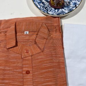 KHADI COTTON KURTA PYJAMA ORANGE