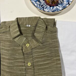 KHADI COTTON KURTA PYJAMA OLIVE