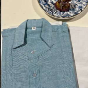 KHADI COTTON KURTA PYJAMA SKY BLUE