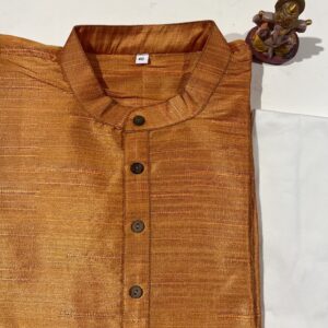 SILK KURTA PYJAMA ORANGE COLOUR