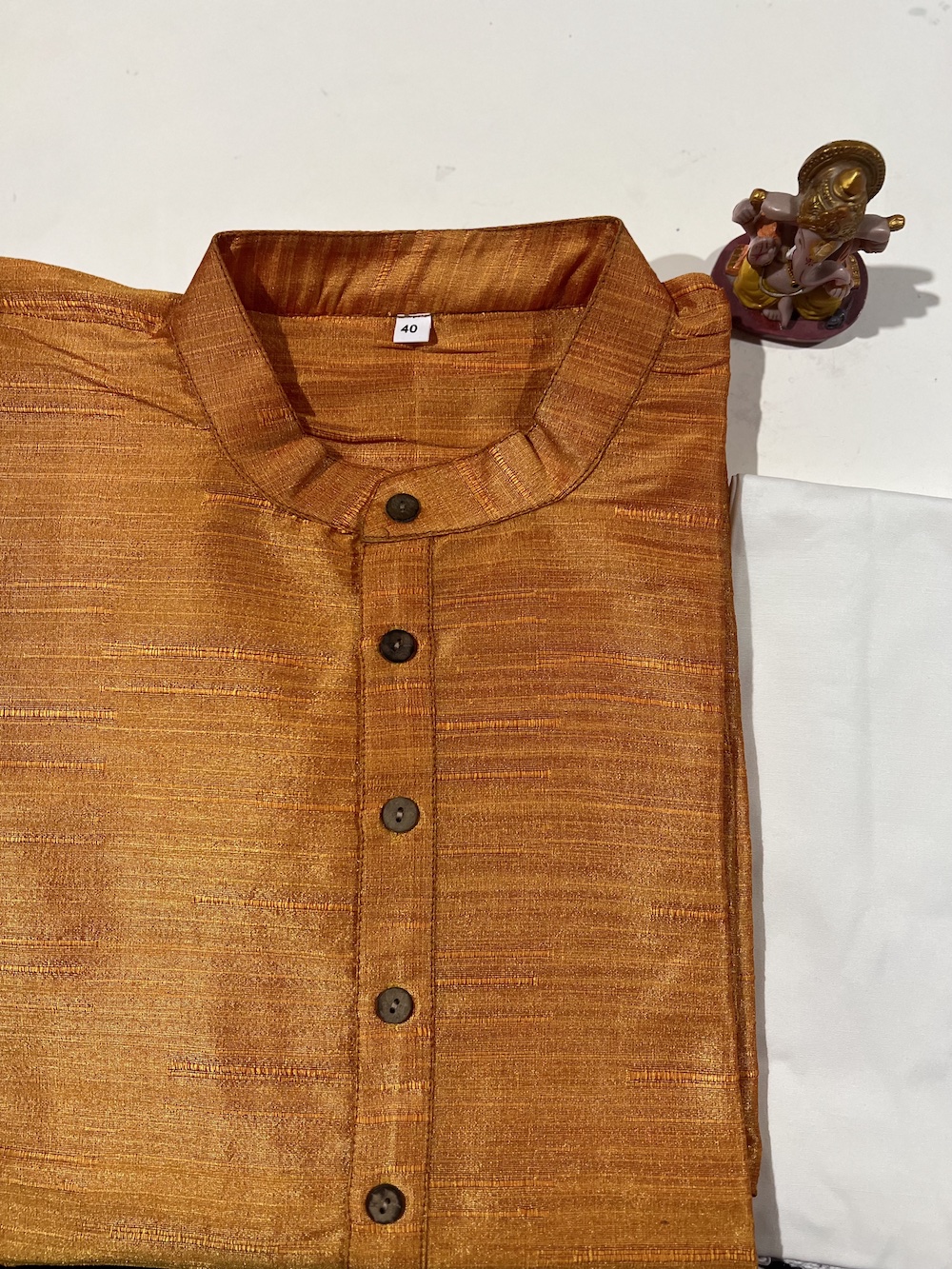 SILK KURTA PYJAMA ORANGE COLOUR