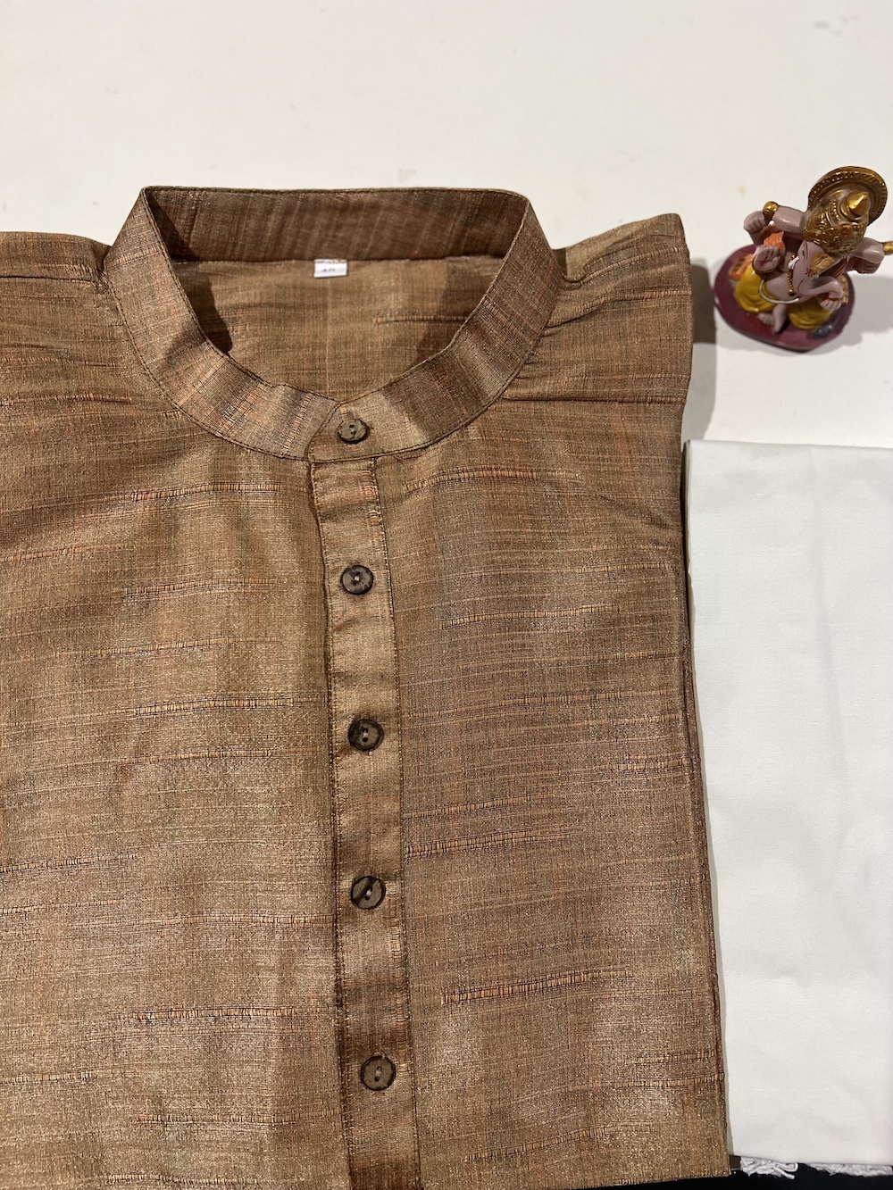 SILK KURTA PYJAMA BROWN COLOUR