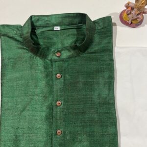 SILK KURTA PYJAMA GREEN COLOUR