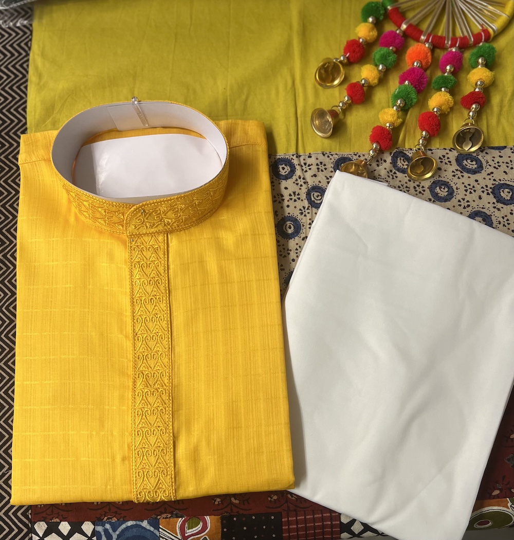 COTTON KURTA PYJAMA YELLOW