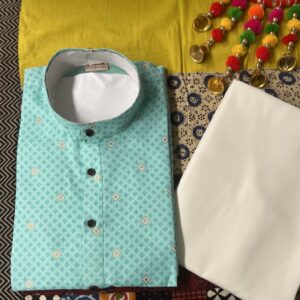 COTTON KURTA PYJAMA SKY BLUE