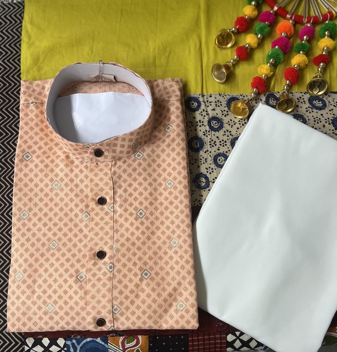 COTTON KURTA PYJAMA PEACH