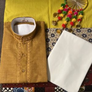 COTTON KURTA PYJAMA MUSTARD