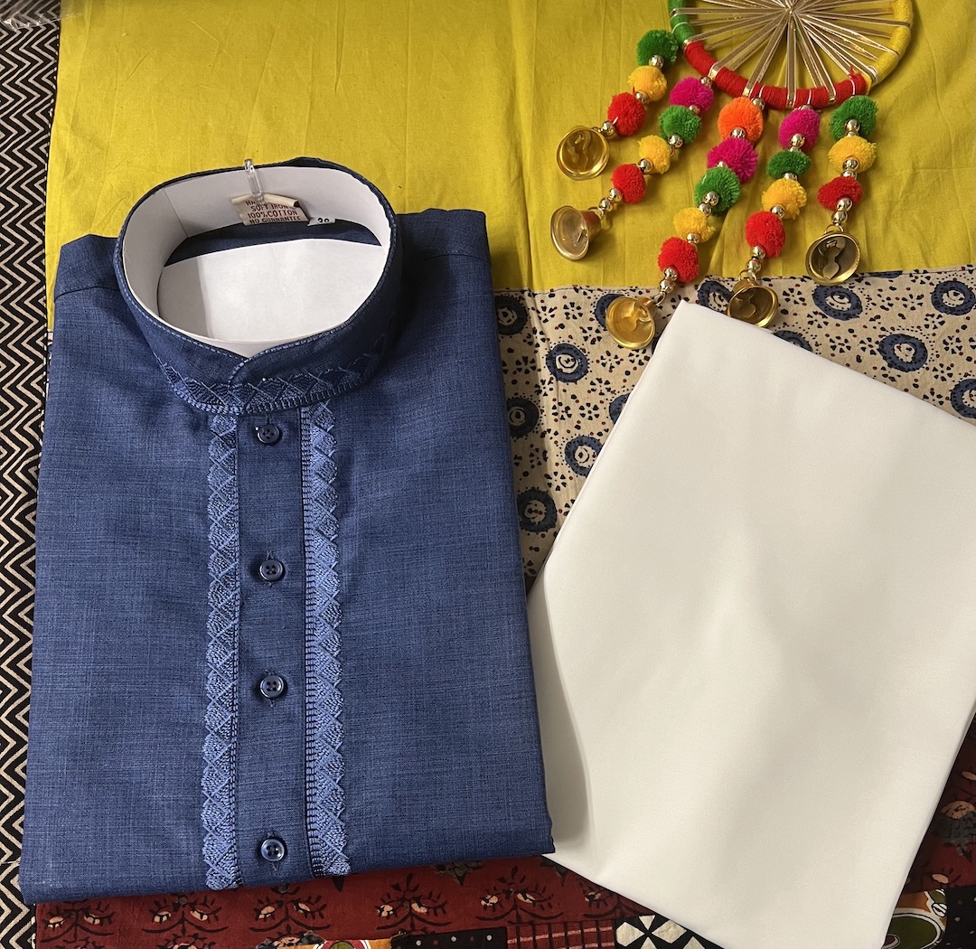 COTTON KURTA PYJAMA BLUE