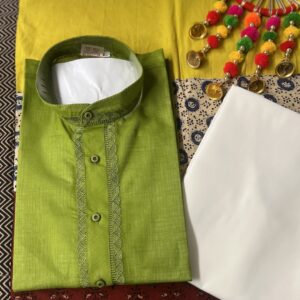 COTTON KURTA PYJAMA GREEN