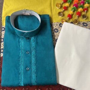 COTTON KURTA PYJAMA TURQUOIES