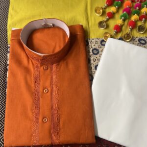 COTTON KURTA PYJAMA RUST
