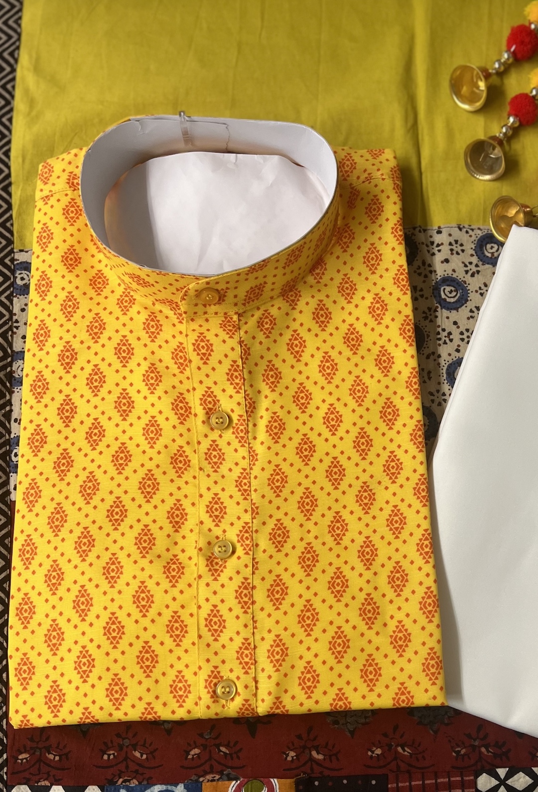 COTTON KURTA PYJAMA YELLOW - Image 2