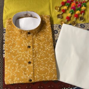 COTTON KURTA PYJAMA MUSTARD