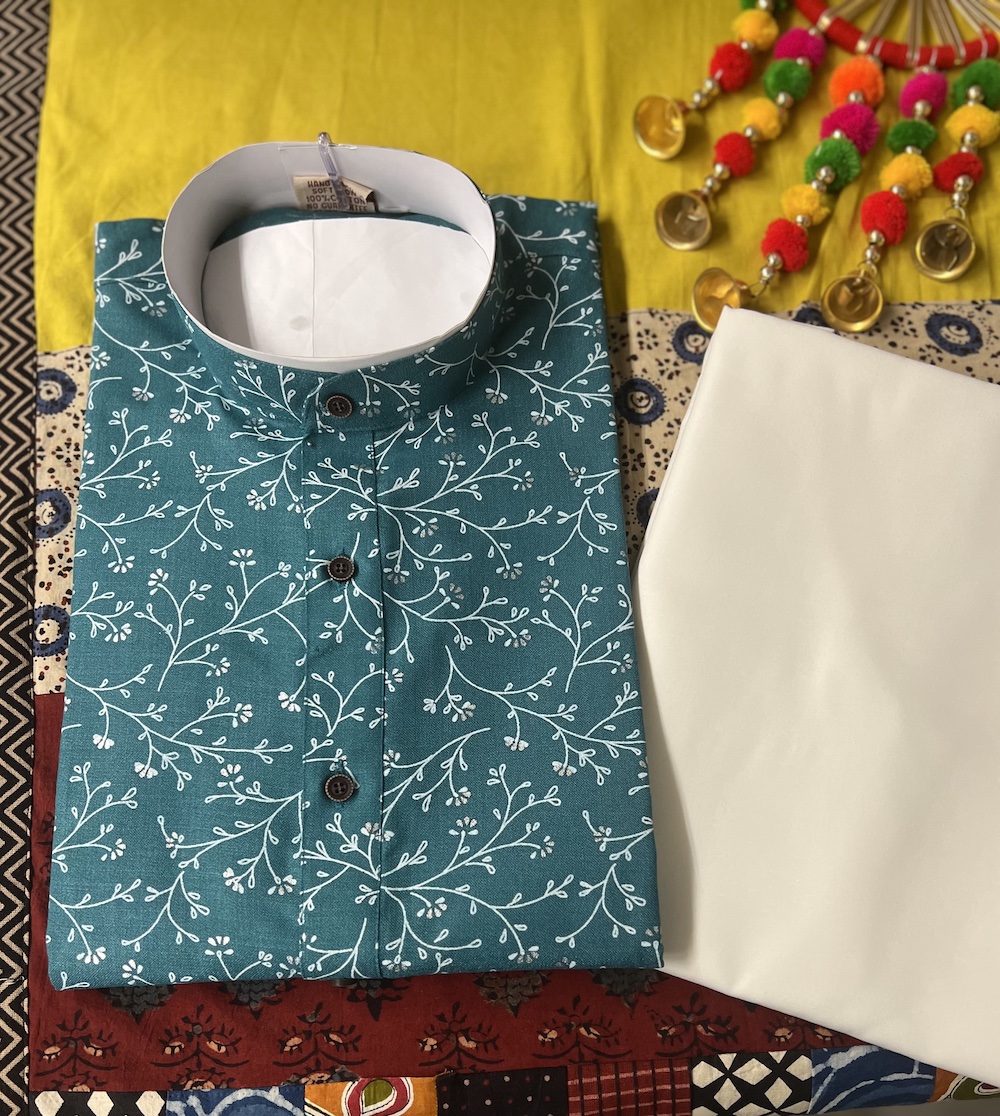 COTTON KURTA PYJAMA BLUE