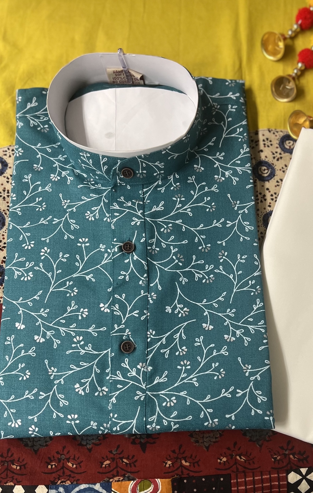 COTTON KURTA PYJAMA BLUE - Image 2