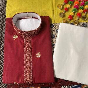 COTTON KURTA PYJAMA RED