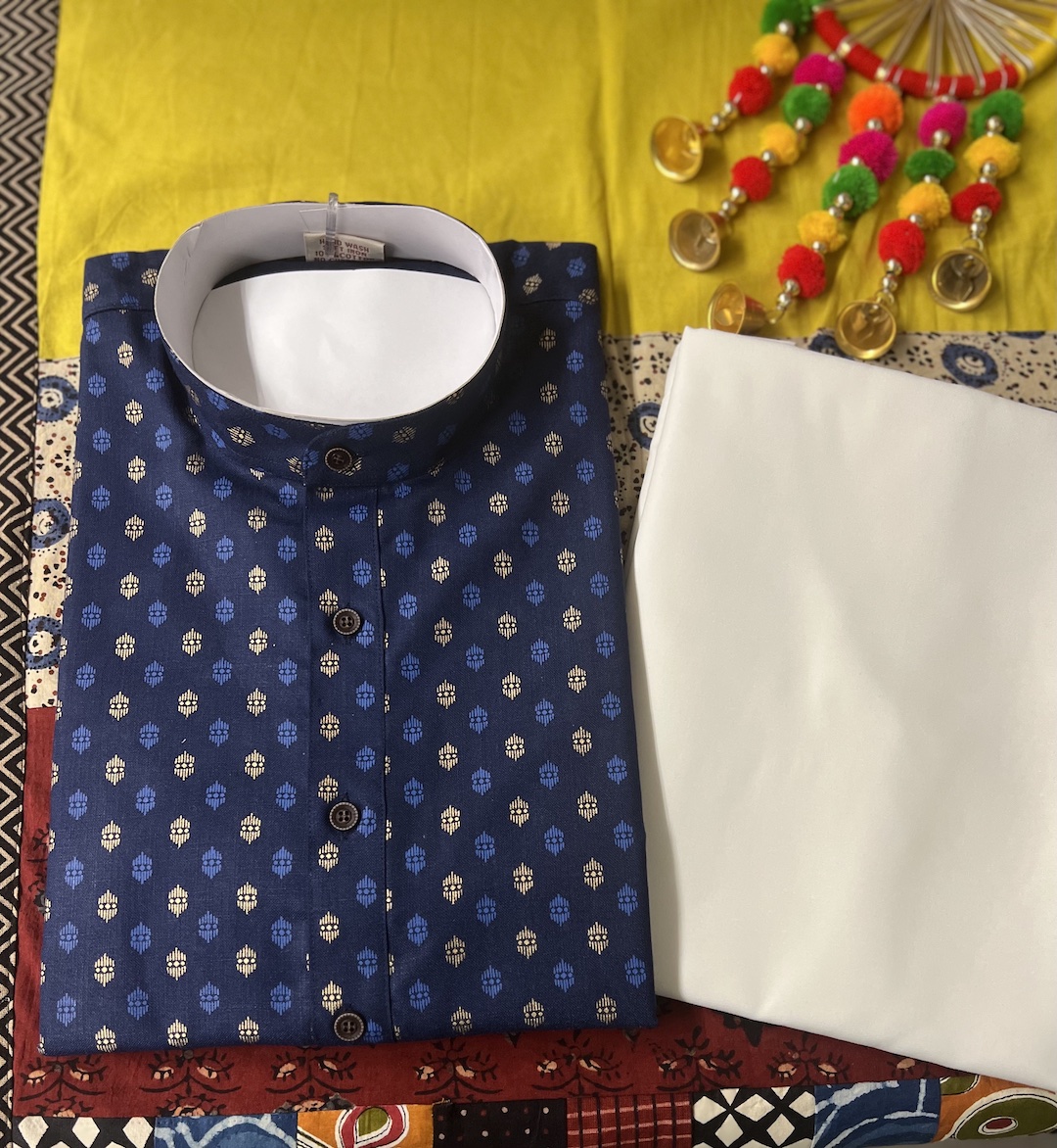 COTTON KURTA PYJAMA BLUE