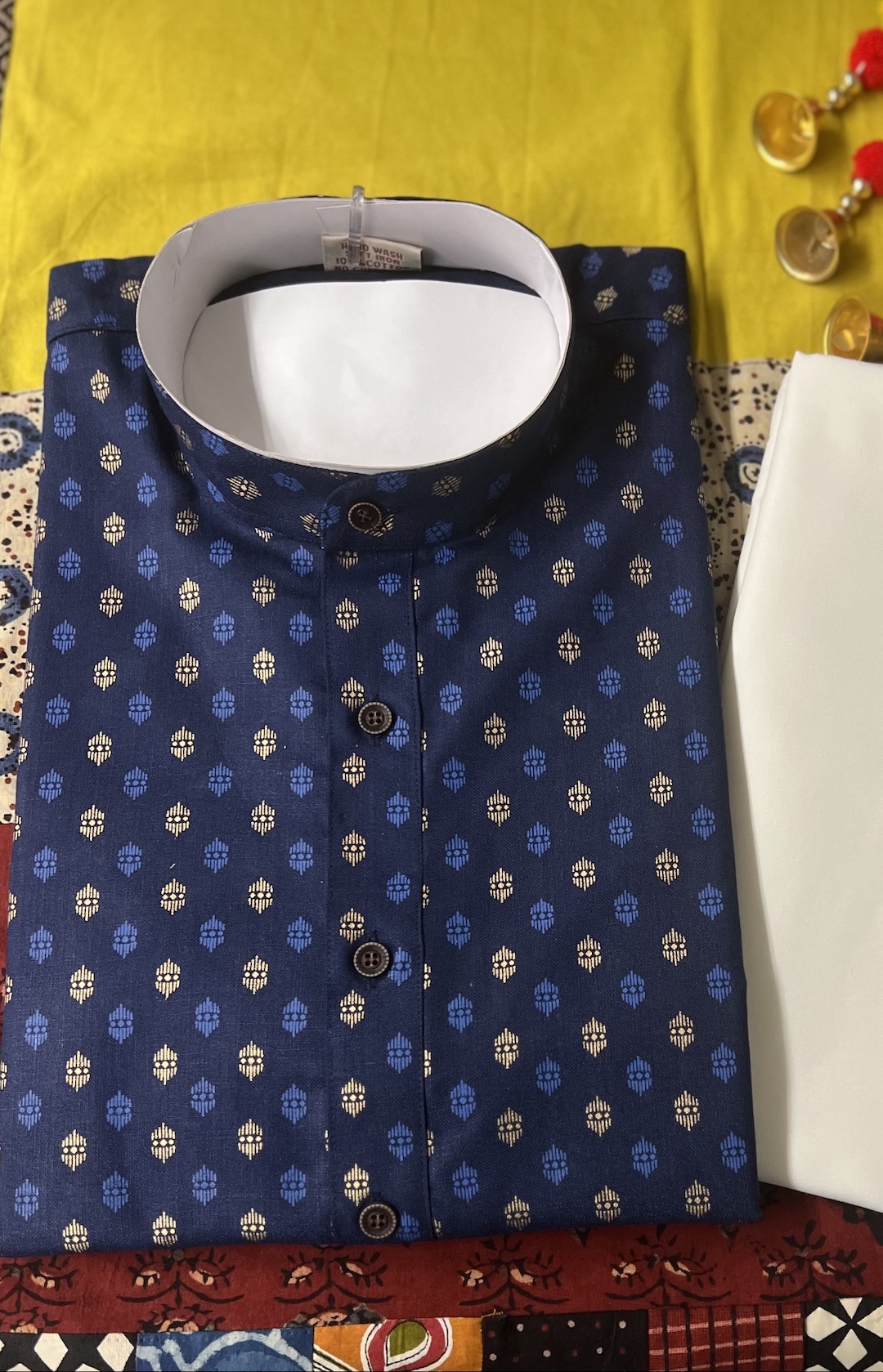 COTTON KURTA PYJAMA BLUE - Image 2